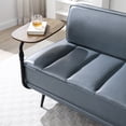 thumbnail image 6 of 55"Inch Width Modern End of Bed Bench, Grey Faux Leather Upholstered With side table, 360-degree Swivel tray couch, Entryway Ottoman, Window Bench with Metal Legs for Bedroom, Living Room, 6 of 8