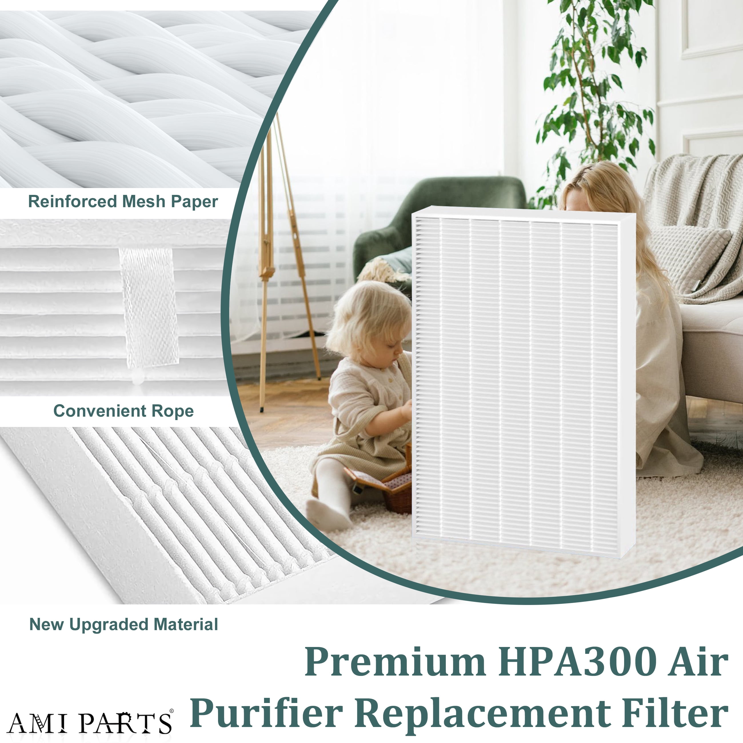 AMI PARTS HPA300 True HEPA Replacement Filter for Honeywell Air Purifier HPA300 HPA200 HPA100 Replace HRF-R3