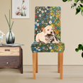 thumbnail image 4 of Yayeee 4 Pack Dining Chair Covers Stretch Parson Chairs Slipcovers Seat Protector, Green Floral Garden, 4 of 6