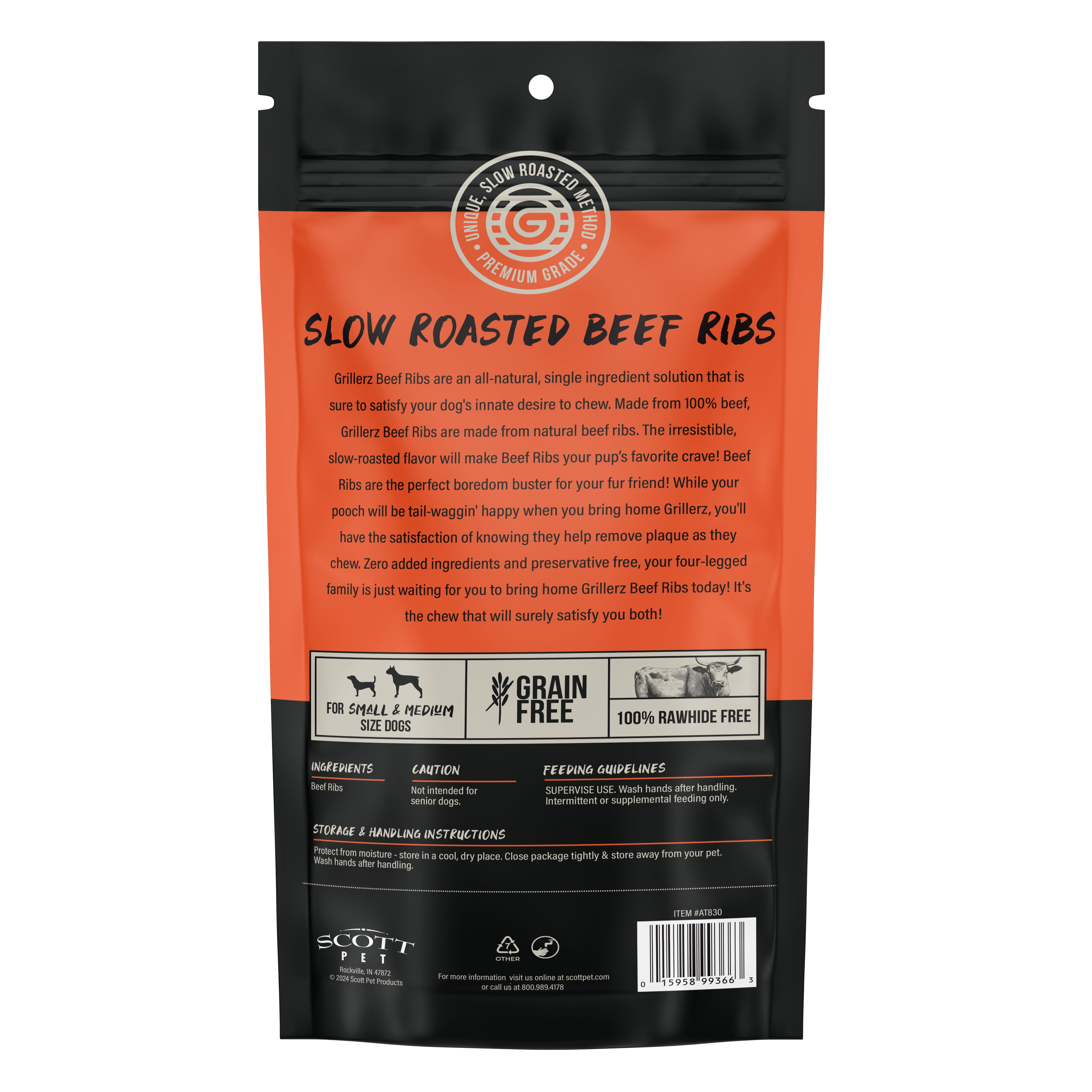 Grillerz Pitmasterz Slow-Roasted Beef Ribs Dog Treats, 3 Count, All Natural