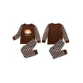 thumbnail image 4 of Toddler Infant Boys Girls Thanksgiving Turkey Long Sleeve Sweatshirts Tops+Stripe Pants 2Pcs Outfit, 4 of 8