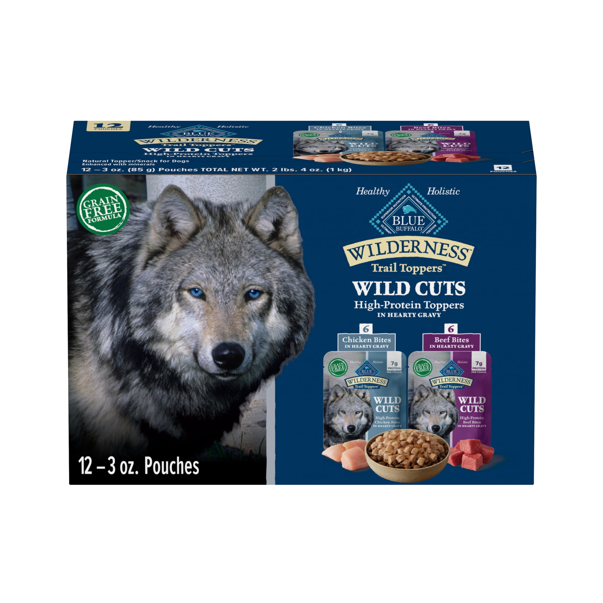 Blue Buffalo Wilderness Trail Toppers Wild Cuts Wet Dog Food, Chicken & Beef, 3oz (12 CT)