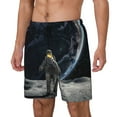 thumbnail image 1 of Balery Astronaut Standing In The Moon Bañador para hombre, shorts de playa de secado rápido con entrepierna y forro de compresión-Medium, 1 of 6