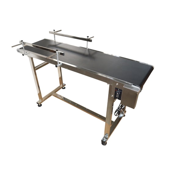 59''x 15.75'' PVC Belt Conveyor Machine with Double Guardrail for Packing Shipping