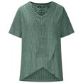 thumbnail image 5 of Otvok Ladies Shirt Pit Stripe Cross Hem Pullover Short Sleeve Round Neck Tops, 5 of 6