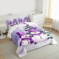 thumbnail image 3 of Manfei Cartoon Purple Snowman Bedding Comforter Set for Child, Kawaii Xmas Tree Twin Comforter Sets, Christmas Snowflake Print Reversible Bedding Set, Lightweight Room Decor, 2-Piece, 3 of 8