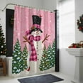 thumbnail image 4 of Shower Curtain 36"W x 78"L Christmas Snowman Snowflakes Pine Trees Pink Fabric Shower Curtains Set with Hooks Water Repellent Bathroom Curtains Machine Washable Bathroom Accessories, 4 of 7