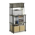 thumbnail image 4 of Furinno Turn-N-Tube Toolless Multipurpose Printer Stand Display Storage Shelf with Top Cabinet, French Oak Grey/Black, 4 of 6