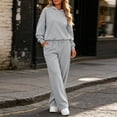 thumbnail image 6 of Womens 2 Piece Outfits Long Sleeve Plus Size Casual Hoodies High Waist Wide Leg Sweatpants Winter Active Travel Airport Tracksuits Set with Pockets, 6 of 9