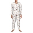 thumbnail image 3 of Picia Leopard Print Pattern Men’s Long-Sleeve Sleepwear Set - Soft 2-Piece Loungewear with Pockets, Comfy PJs for Relaxing Nights-Small, 3 of 7