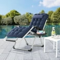 thumbnail image 4 of VibrantEcho Zero Gravity Chair with Cushion, Reclining Outdoor Patio Lounge Chair, Folding Indoor Anti Gravity Recliner, Portable Lounger with Removable Cup Holder Side Tray and Pillow Headrest(Blue), 4 of 17