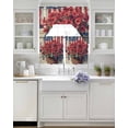 thumbnail image 3 of Independence Day Swag Kitchen Curtains Sets for Windows 24 Inch Length, Red Blue American Flag Flower Wood Short Window Curtain Panels Swags Valances and Tiers 3 Piece Set for Cafe/Dining Room, 3 of 5