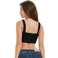 thumbnail image 2 of Women Stretchy Sequins Fashion Crop Top Square Neck Wide Strap Sparkling Party Tube Tops,Black,Large, 2 of 5