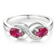 thumbnail image 2 of Gem Stone King 1.11 Cttw Oval Red Created Ruby and White Created Sapphire 925 Sterling Silver Infinity Promise Ring for Women | Available in Size 5, 6, 7, 8, 9, 2 of 5