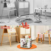 CURLYOOT Kawaii Panda Cube Storage Bin, 11 Inch Storage Cube Fabric Bin for Shelves, Foldable Clothes Organizer Baskets with Leather Handle for Closet Home