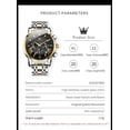 thumbnail image 4 of OLEVS Watches for Men, Mens Watches Quartz Plated Gold Stainless Steel Waterproof Luminous Business Calendar Wrist Watch reloj para hombre Black Dial, 4 of 12