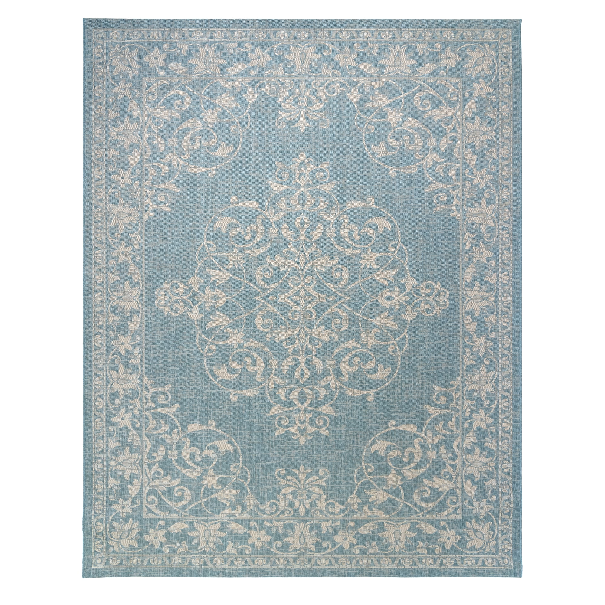 Paseo 5' x 7' Blue and White Outdoor Rug