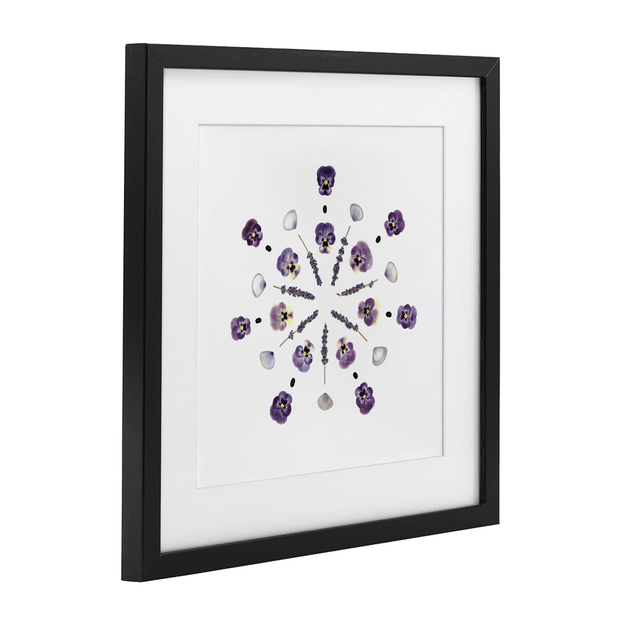 Stupell Industries Pansies & Lavender Symmetry Black Framed Print Under Glass, design by Beth Adoette