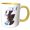 Yellow/White, variant on 3drose, Outline of Scotland with the Maclennan Clan Family Tartan., 11oz Two-tone Yellow Mug