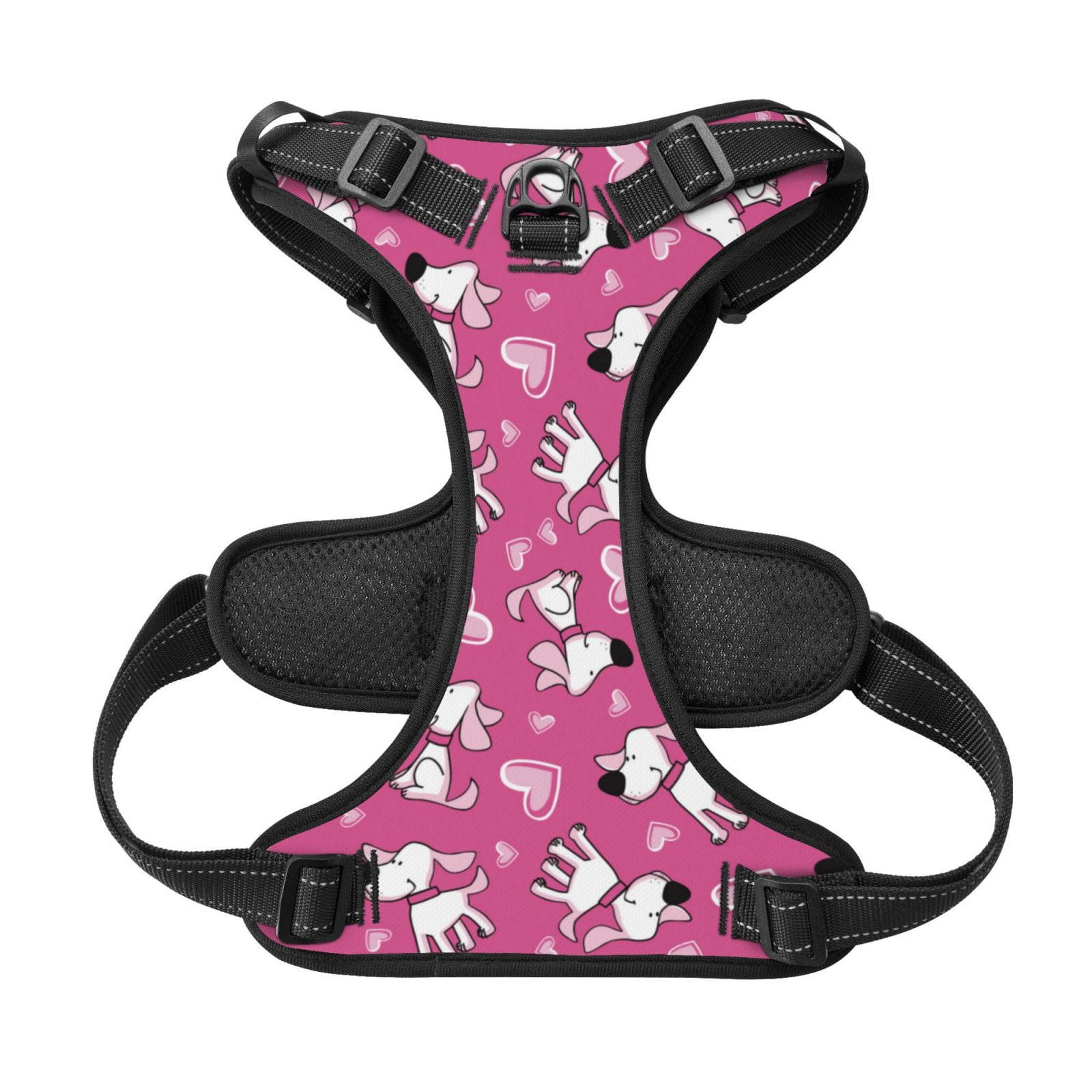 Kdxio Love Dog Print No Pull Dog Harness Adjustable Reflective Oxford Easy Control Medium Large Dog Harness for Training and Everyday-Large