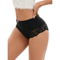 thumbnail image 4 of INSPIRE CHIC Women's Lace Trim High Waist Briefs Full-Coverage Lace Back Underwear Panties S Black, 4 of 4