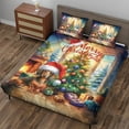 thumbnail image 3 of Merry Christmas Dachshund Santa Hat Xmas Tree Winter Holiday Quilt Bedding Set Wiener Dog Lover Gifts Idea 1 Blanket Bed Cover 2 Pillowcases - 01013, 3 of 5