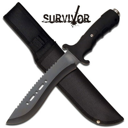Sawback Survivor Ultimate Extractor Bowie Survival Knife Black Glass (Best Bowie Knife For Survival)
