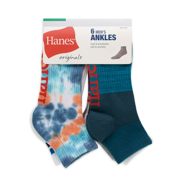 Hanes Originals Men's Crew Socks, Moisture Wicking, 6-Pair Pack