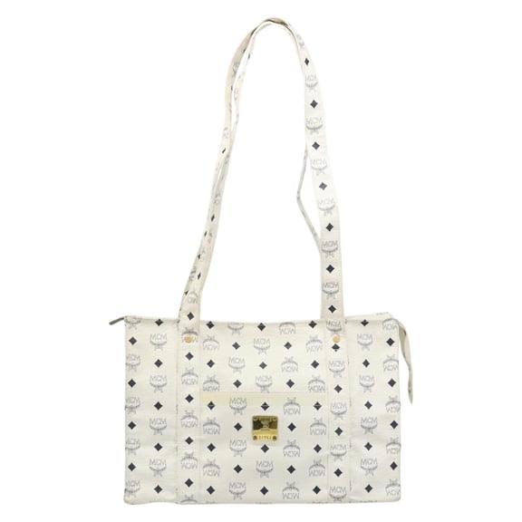 Pre-Owned MCM Vintage Leather White Leather Shoulder Bag Bag