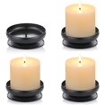 thumbnail image 1 of 4 piezas de portavelas de hierro con picos, plato para velas, portavelas de pilar, negro, plato decorativo de hierro para velas de pilar, diámetro de 3.6 pulgadas, soporte de vela tipo pedestal para, 1 of 12