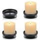 thumbnail image 1 of Portavelas de hierro de 4 espigas, soporte de vela de pilar, negro, placa decorativa de hierro para pilar, soporte de vela de 9 cm de diámetro para velas LED y cera, conos de incienso, spa, bodas, 1 of 9