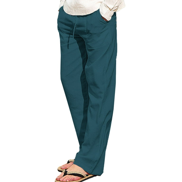 Mens lightweight deals summer cotton trousers
