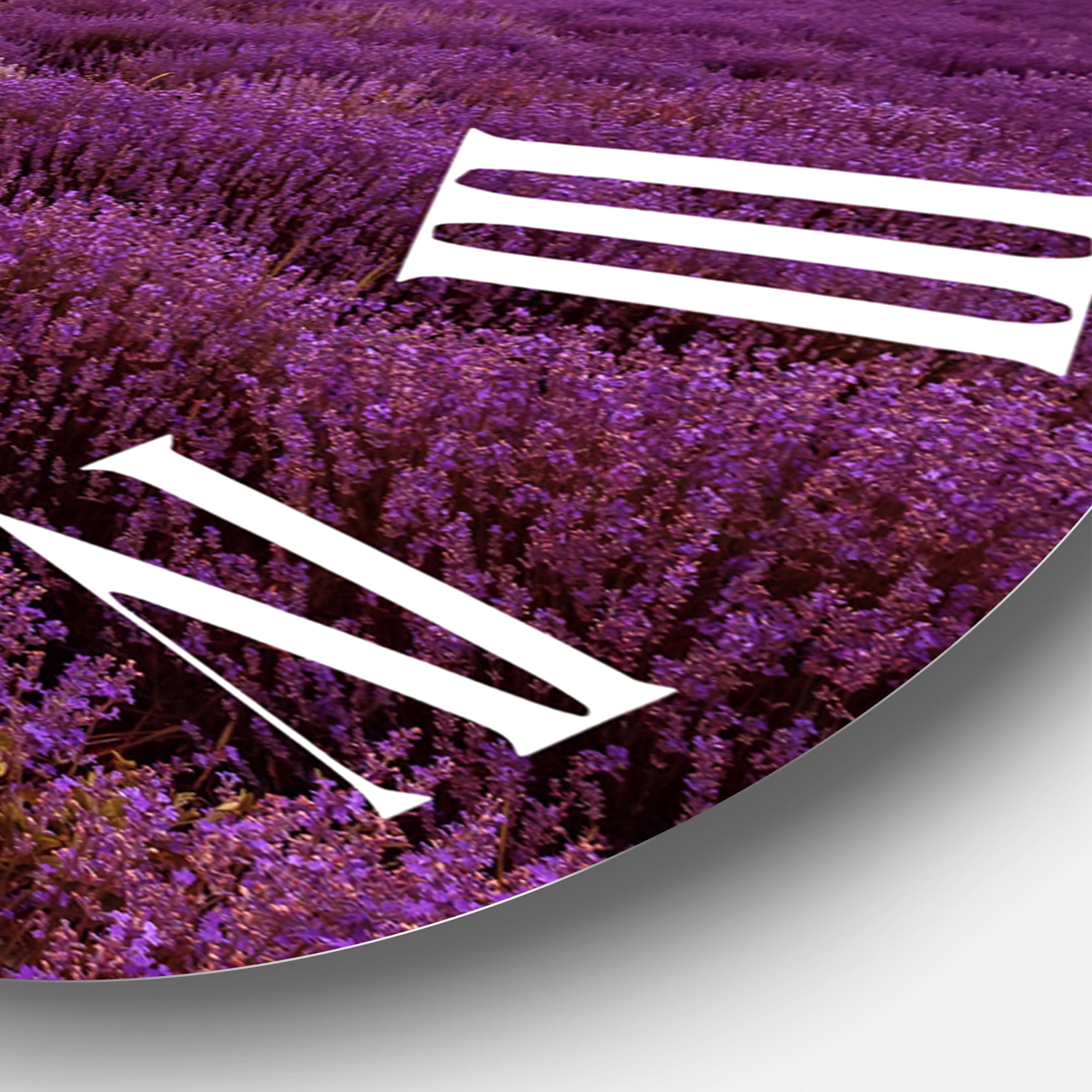 Designart 'Sunrise & Dramatic Clouds Over Lavender Field Iii' Farmhouse Wall Clock