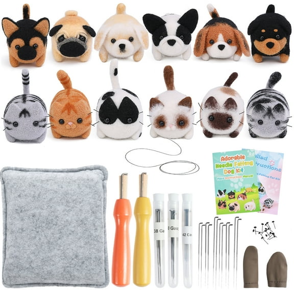 Ikoopy Needle Felting Kit Doll Making Needle Felting Starter Kit DIY Needle Felting Supplies Instructions Felting Needles Felting Pad Other Complete Needle Felting Tools Beginners Adults
