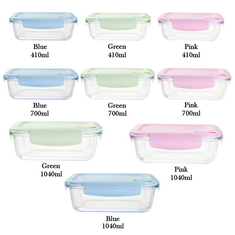 Glass Food Storage Containers with Pink Lids, Glass Meal Prep Containers,  Airtight Glass Lunch