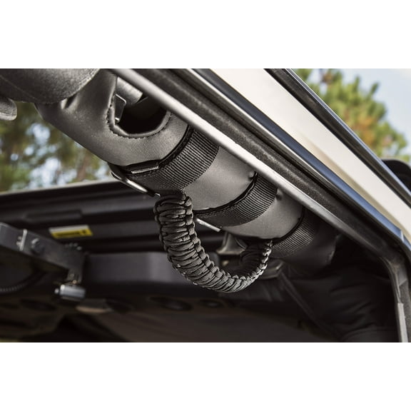 Rugged Ridge 13505.30 Grab Handle Kit, Paracord, Black/Black; 55-21 Jeep CJ/Wrangler/Gladiator