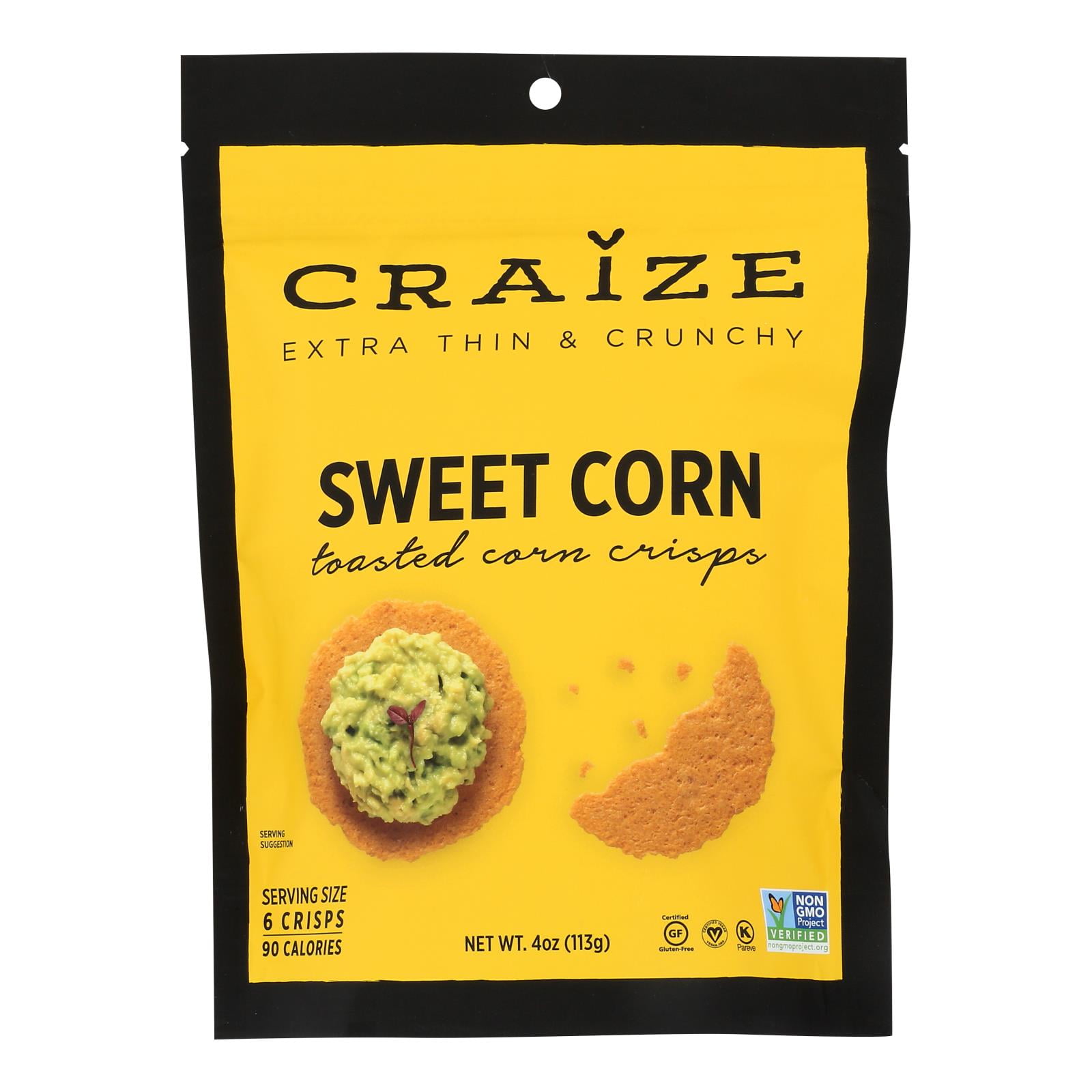 Craize Extra Thin & Crunchy Toasted Corn Crisps Healthy Vegan All