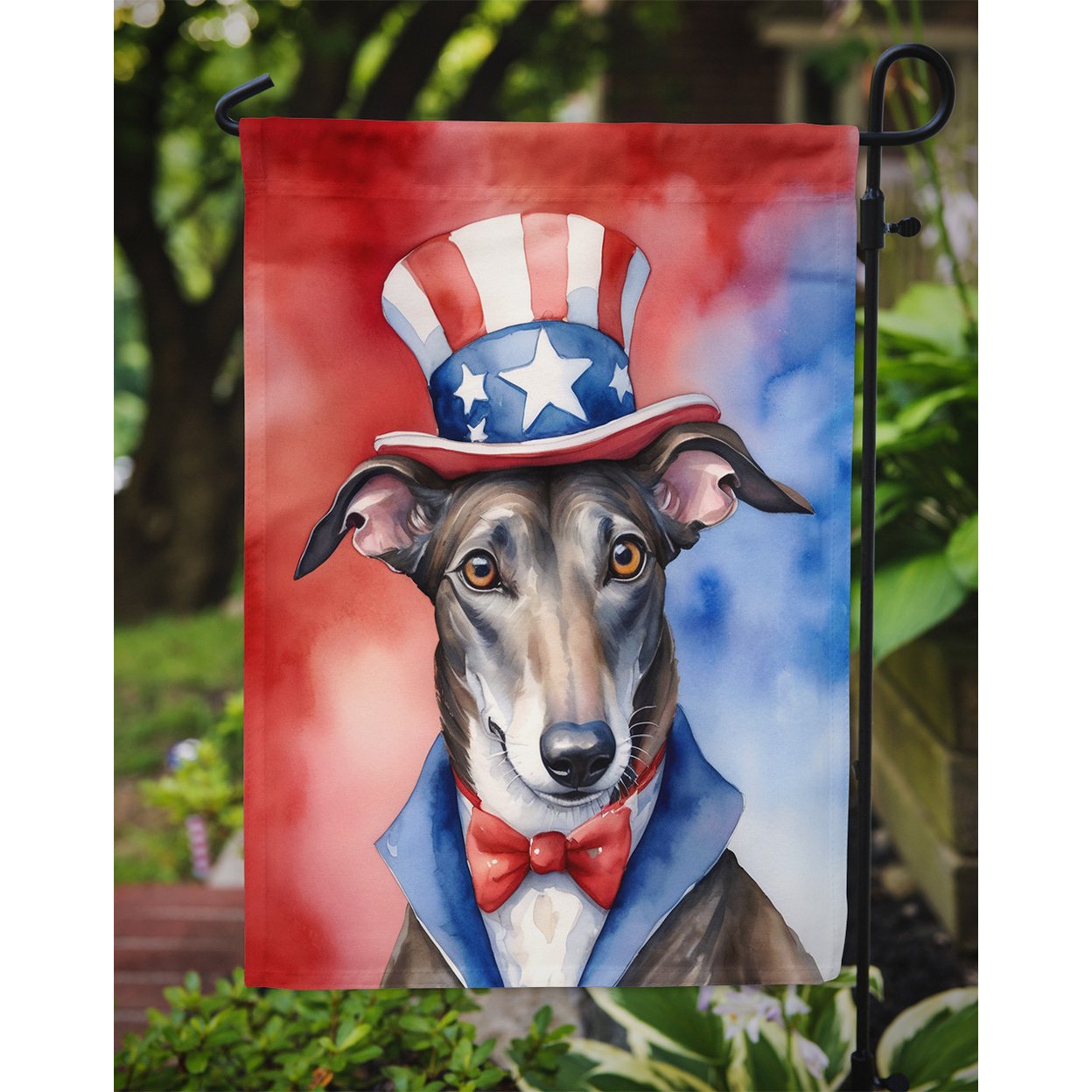 Greyhound Patriotic Garden Flag 11.25 in x 15.5 in