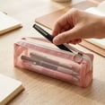 thumbnail image 6 of 1Pc Nylon Mesh Zipper Bags, 7.5" Transparent Makeup Brush Pouch, Portable Cosmetic Bags, Rectangle Pencil Case Organizer for Travel, Lipstick, Earphone, Keys - Pink, 6 of 7