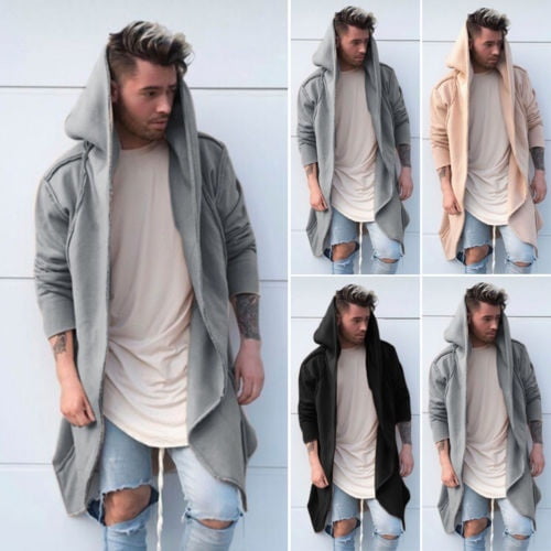 USA Men Women Cardigan Hooded Long Cloak Cape Coats Loose Casual Jackets Outwear