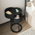 thumbnail image 6 of HLR Modern Round Nightstand Set of 2 with Drawer, 2-Tier End Table for Living Room, Bedroom, Black, 6 of 7