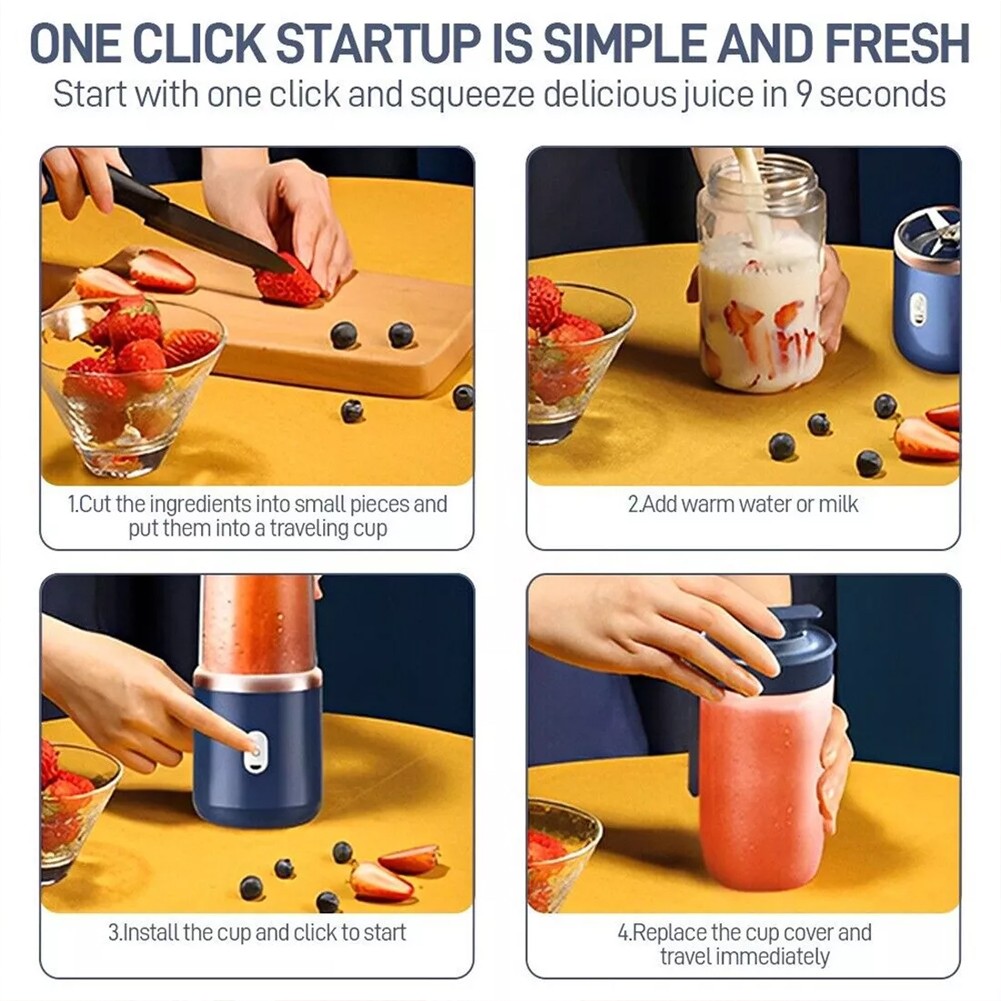 KDJ Portable Electric MiniJuice Maker Portable Blender Smoothie Juicer Fruit Machine - for Home Decor