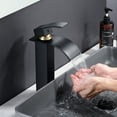 thumbnail image 5 of sumerain Waterfall Vessel Sink Faucet, Lead-free Stainless Steel Single Hole Modern Tall Bathroom Faucet Black and Gold, 5 of 11