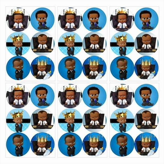 Boss Baby Black Boy Africa Stickers Labels Birthday Party Favors Thank You Themed Round Circle Baby Shower 60pcs