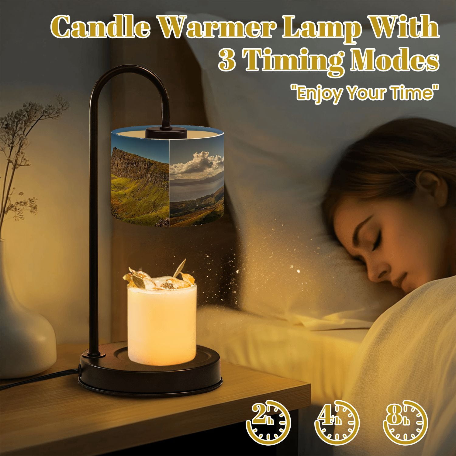 Candle Warmer Lamp with Timer Dimmer View Old Man Isle Skye Highlands Landscape Candle Lamp Warmer for Jar Candle with 4 Bulbs Gifts for Women House Warming Gifts