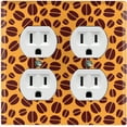 thumbnail image 1 of Metal Light Switch Wall Plate Outlet Cover (Coffee Espresso Mocha Bean Orange Pattern - Double Duplex), 1 of 2