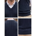 thumbnail image 7 of DARING DIVA Men's Solid Cable Knit V-Neck Ribbed Pullover Sweater Vest M Navy Blue, 7 of 7