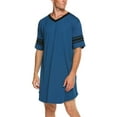 thumbnail image 3 of Men's Cotton Nightshirt Short Sleeve Sleepwear Soft Comfy Nightgown Loose Sleep Shirt S-XXL, 3 of 6
