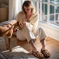 thumbnail image 2 of Ecetana Leopard Print Slippers for Women Indoor Barefoot Slippers Socks Furry Slip on House Shoes, 2 of 7