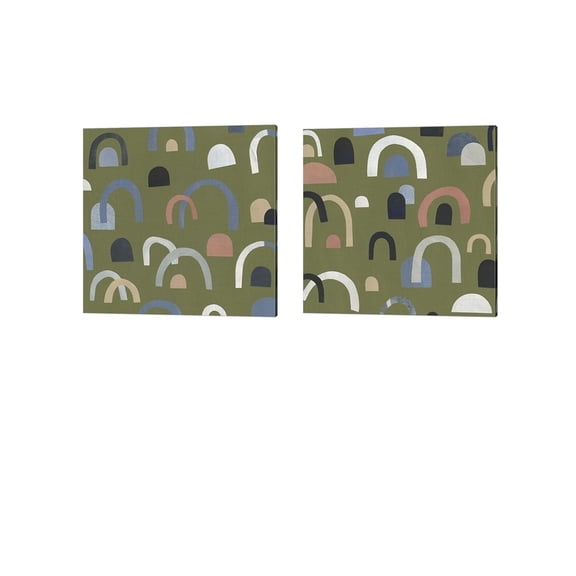 Over the Rainbow by Emma Scarvey Canvas Art Set of 2 14 inch X 14 inch Each